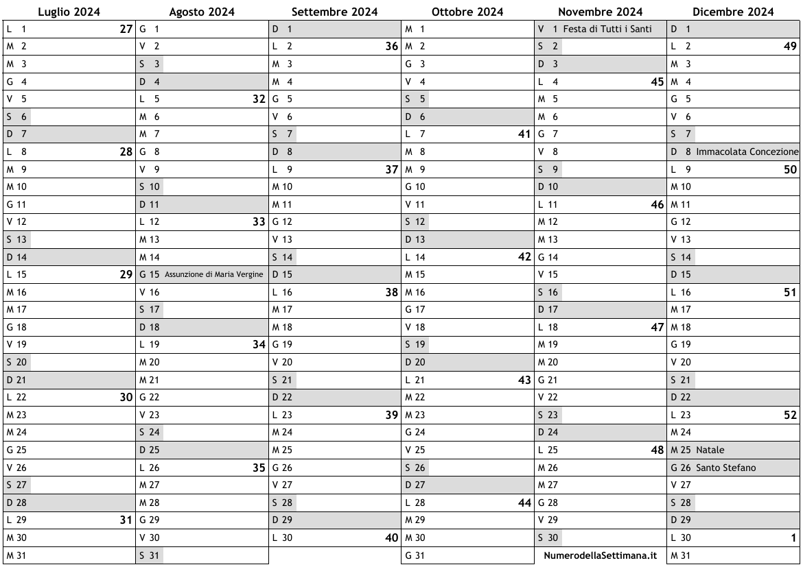 Calendario 2024 Con Festività